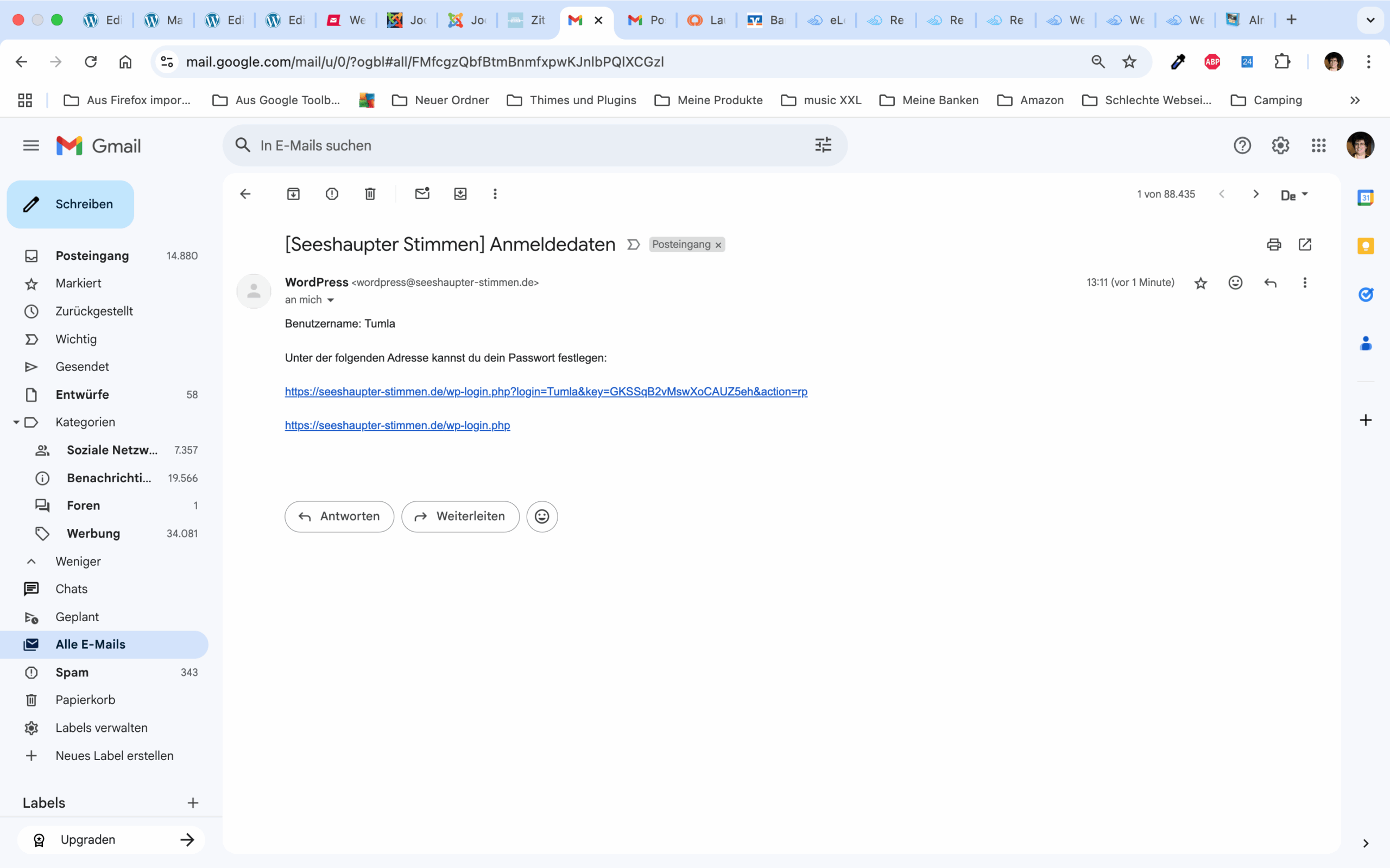Ihre E-Mail von WordPress Ihre E-Mail von WordPress